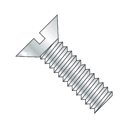 #12-24 X 2 In Slotted Flat Machine Screw, Zinc Plated Steel, 100 PK